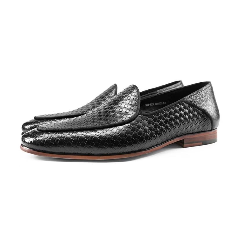 Loafers Heren Luxe Instappers Rundleer Met Exotische Textuur - Zwart