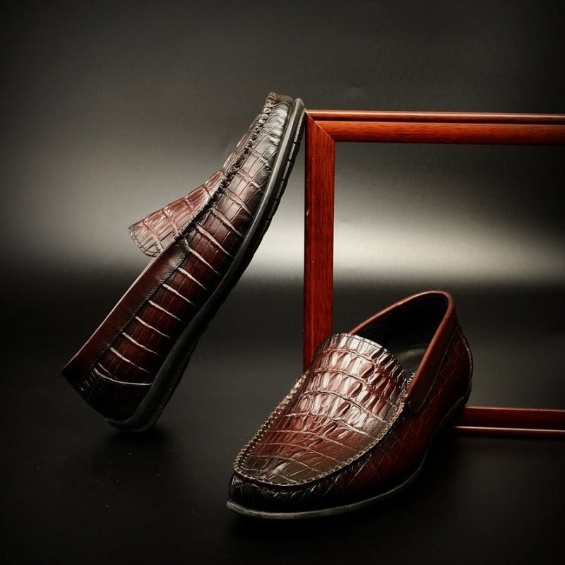 Loafers Heren Luxe Krokodillenleer Dagelijkse Zakelijke Instaploafers - Rood