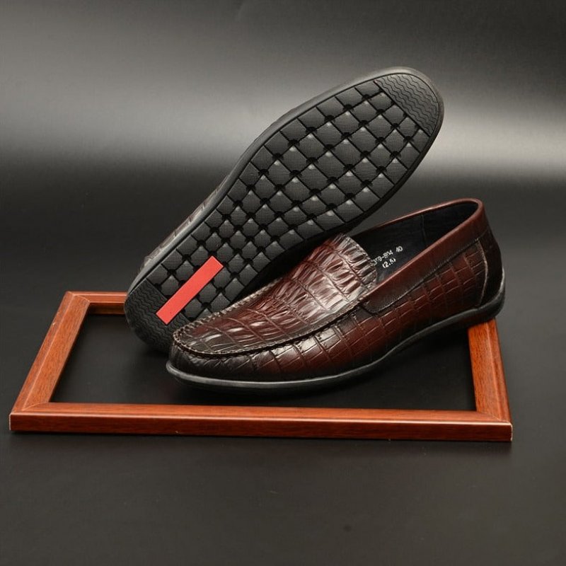 Loafers Heren Luxe Krokodillenleer Dagelijkse Zakelijke Instaploafers - Rood