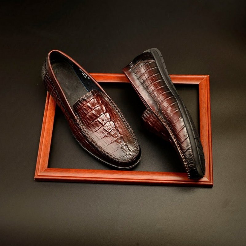 Loafers Heren Luxe Krokodillenleer Dagelijkse Zakelijke Instaploafers - Rood