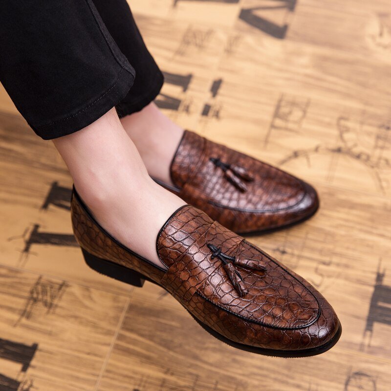 Loafers Heren Luxe Krokodillenloafers - Koffie