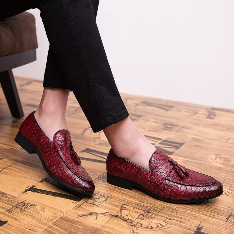 Loafers Heren Luxe Krokodillenloafers - Rood