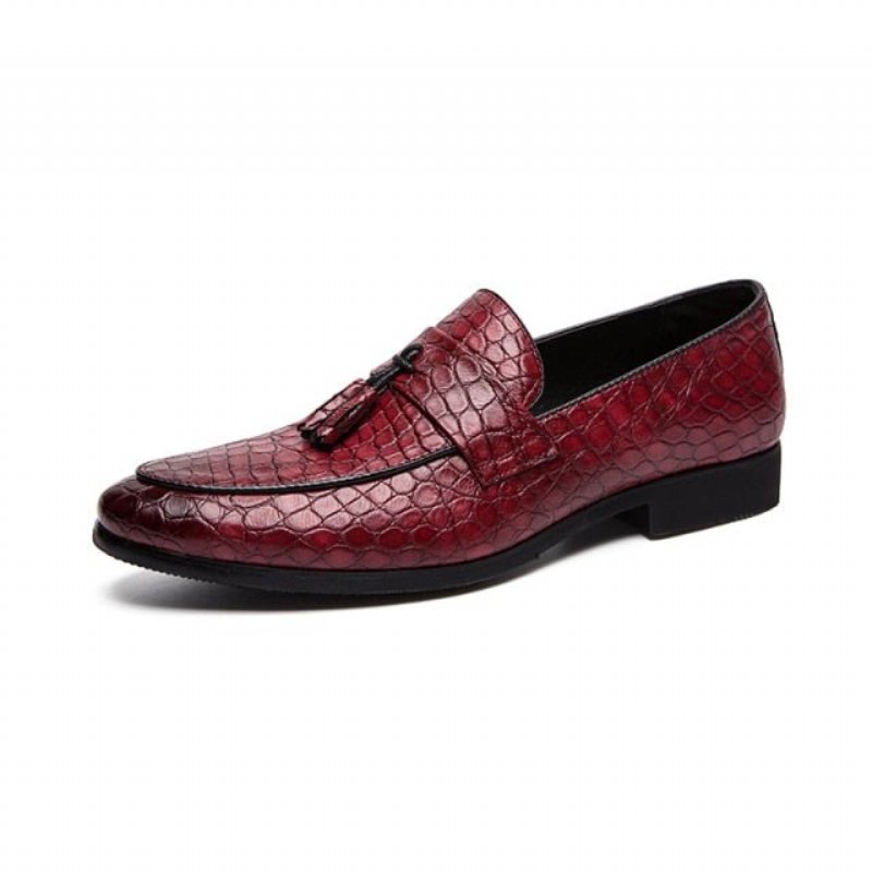 Loafers Heren Luxe Krokodillenloafers - Rood