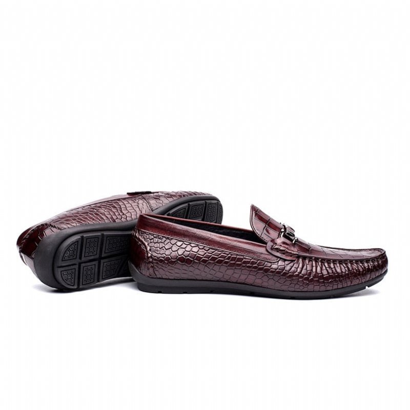 Loafers Heren Luxe Oxford-loafers Krokodillenleer Met Alligatorpatroon - Rood