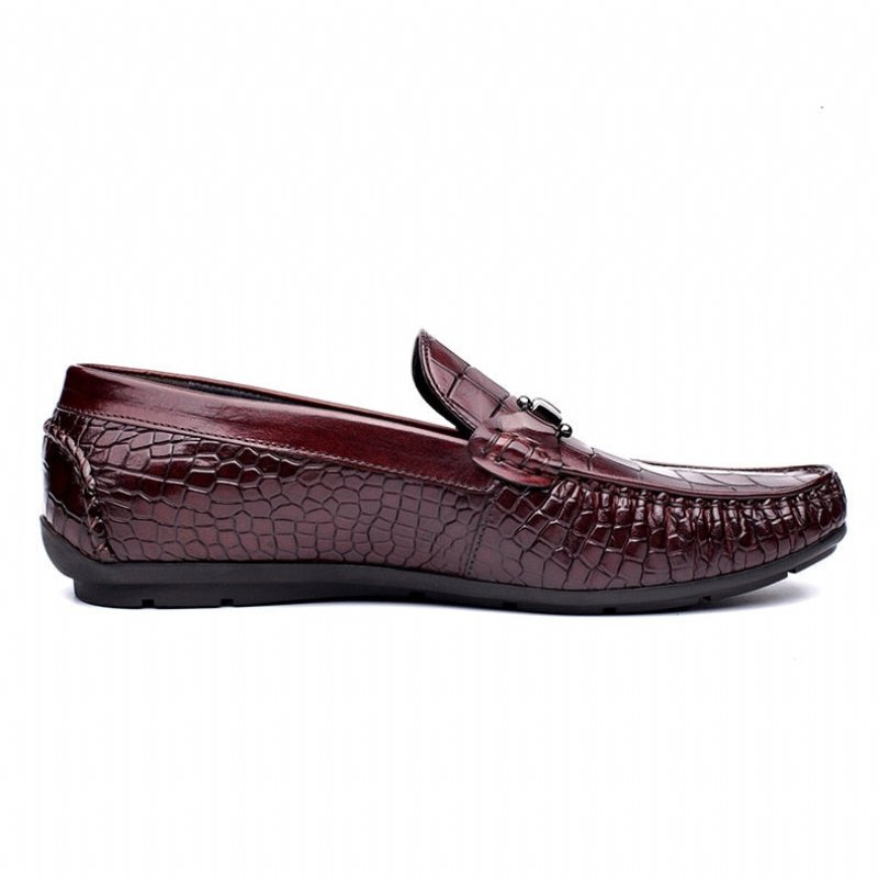 Loafers Heren Luxe Oxford-loafers Krokodillenleer Met Alligatorpatroon - Rood