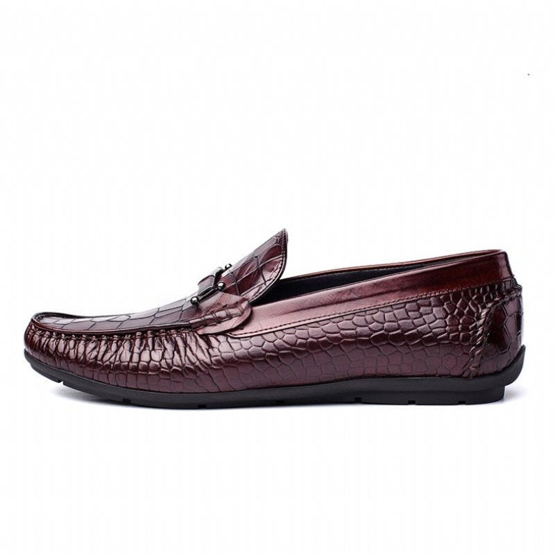 Loafers Heren Luxe Oxford-loafers Krokodillenleer Met Alligatorpatroon - Rood