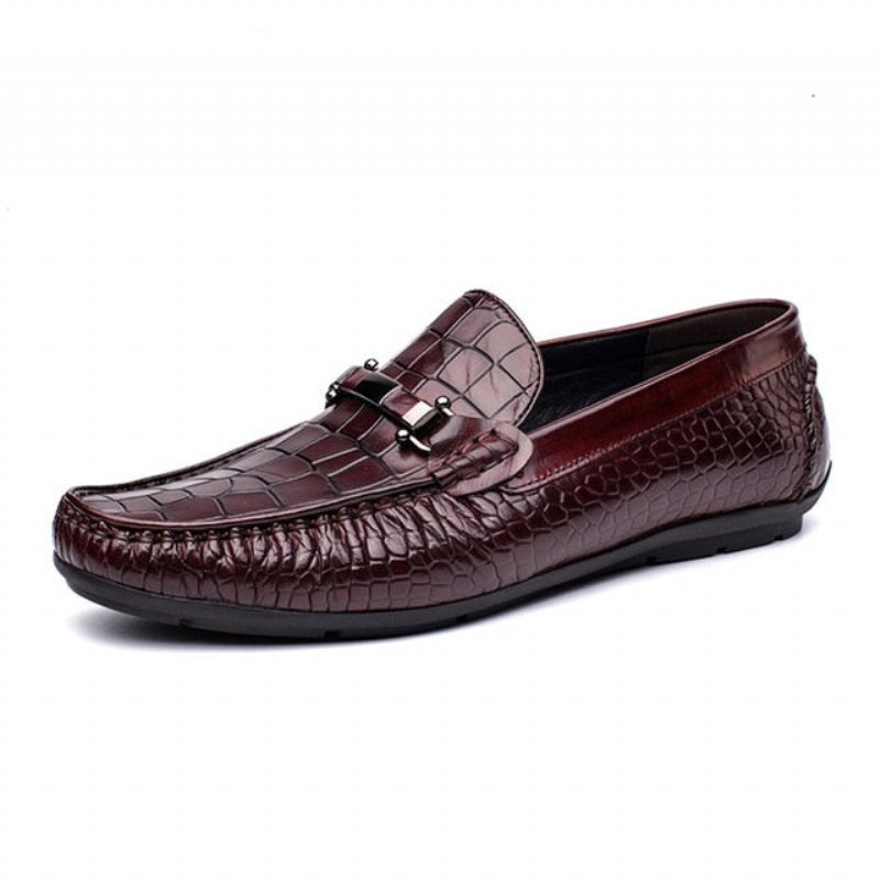 Loafers Heren Luxe Oxford-loafers Krokodillenleer Met Alligatorpatroon - Rood