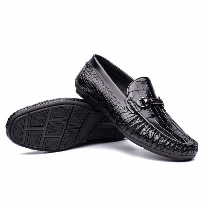 Loafers Heren Luxe Oxford-loafers Krokodillenleer Met Alligatorpatroon - Zwart