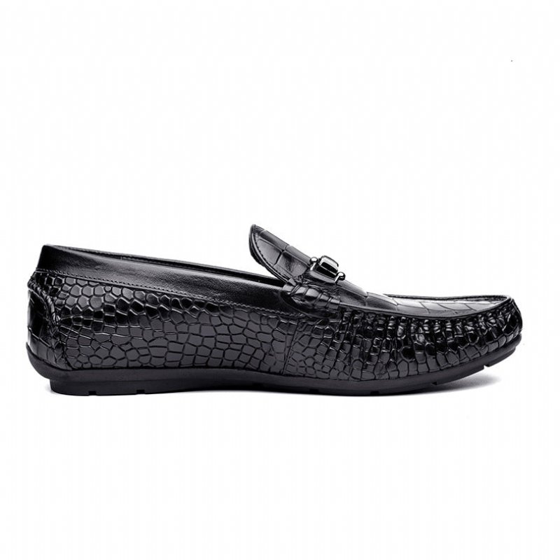 Loafers Heren Luxe Oxford-loafers Krokodillenleer Met Alligatorpatroon - Zwart