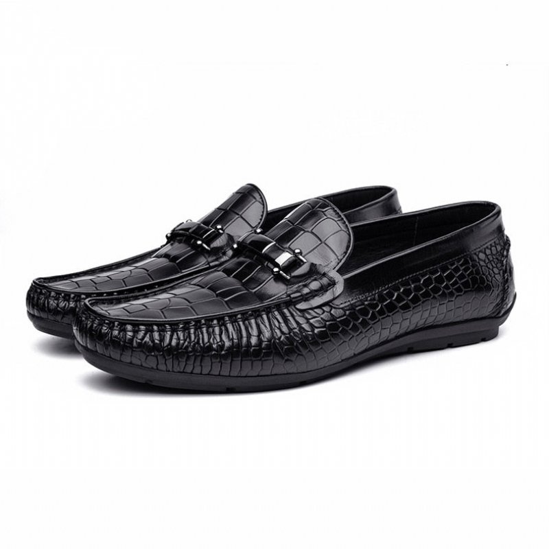 Loafers Heren Luxe Oxford-loafers Krokodillenleer Met Alligatorpatroon - Zwart