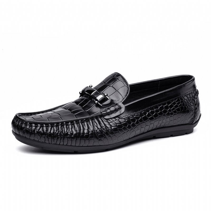 Loafers Heren Luxe Oxford-loafers Krokodillenleer Met Alligatorpatroon - Zwart