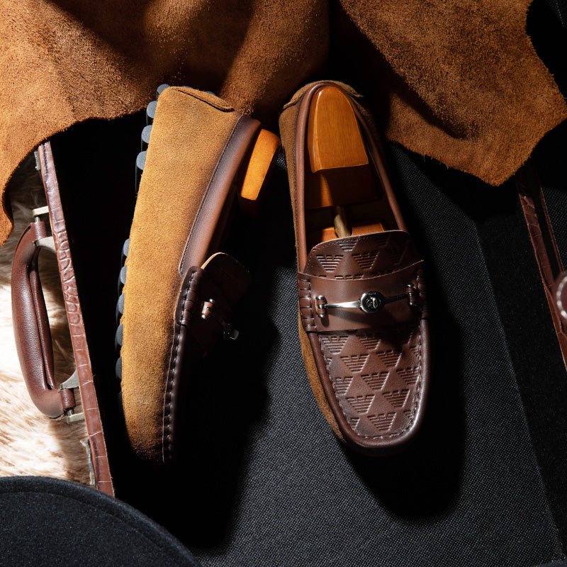 Loafers Heren Luxe Rome Lederen Instapper-banketloafers - Koffie