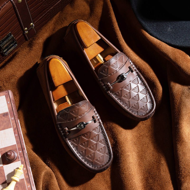 Loafers Heren Luxe Rome Lederen Instapper-banketloafers - Koffie