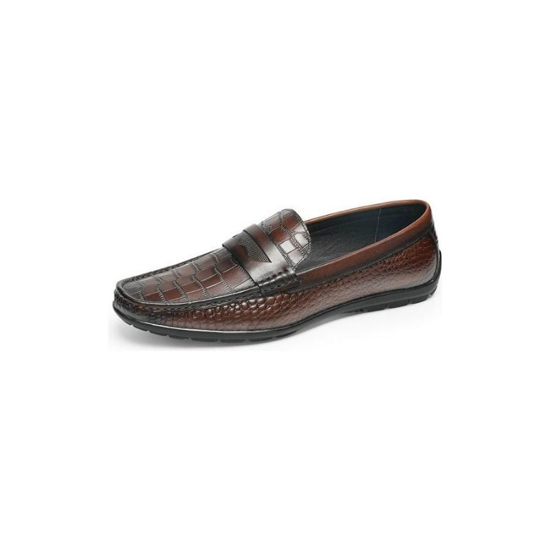 Loafers Heren Met Croc-effect Instaploafer Nette Schoenen - Koffie