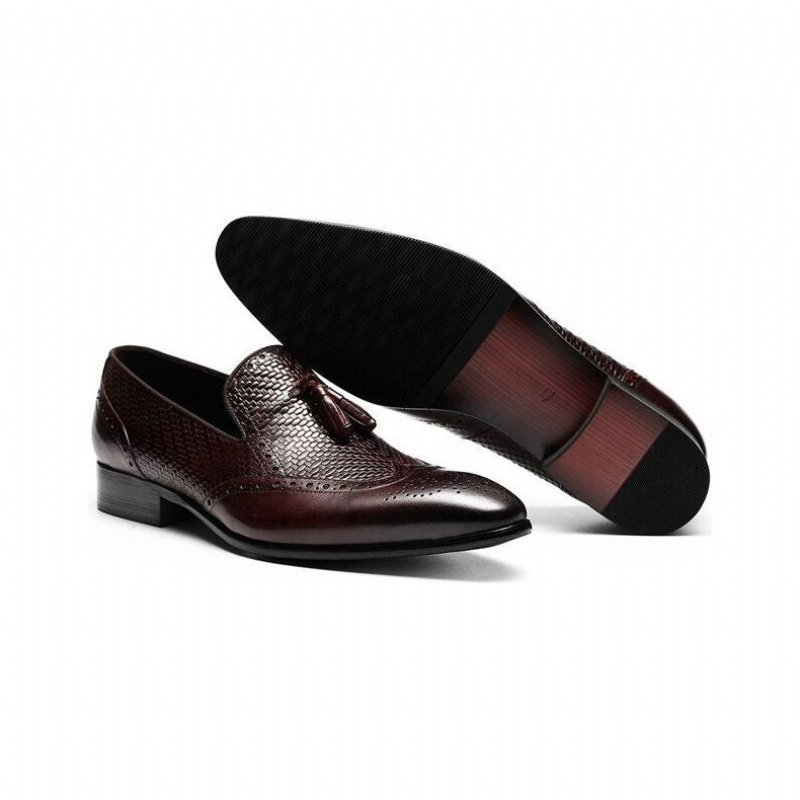 Loafers Heren Met Gesneden Puntige Instappers - Rood