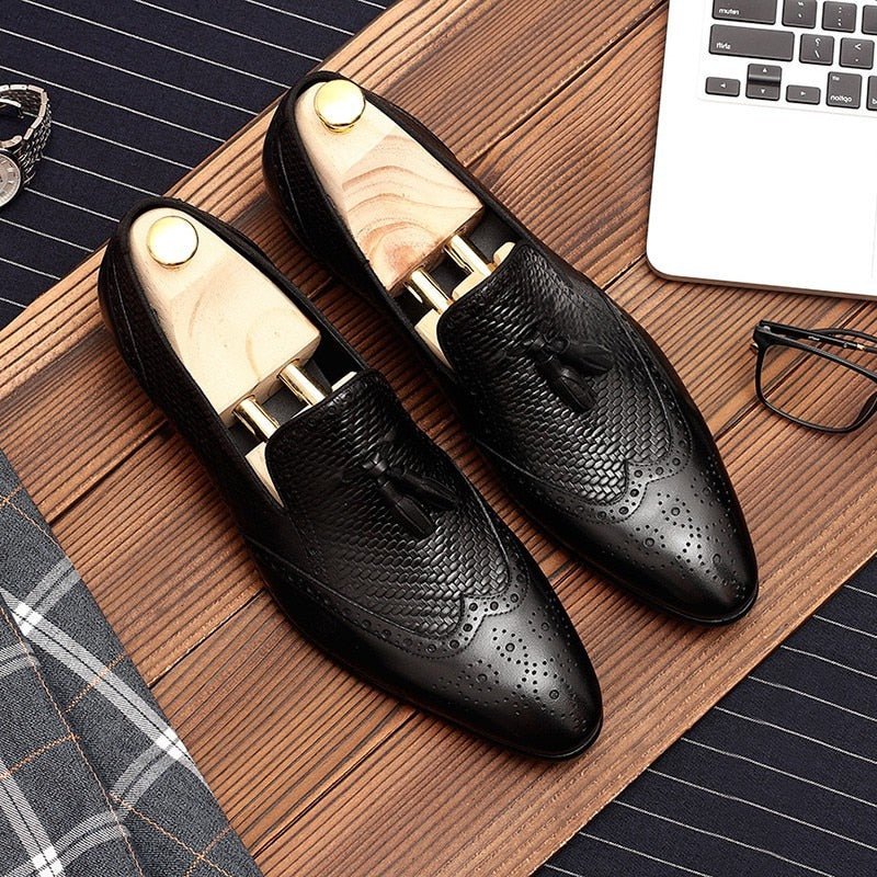 Loafers Heren Met Gesneden Puntige Instappers - Zwart