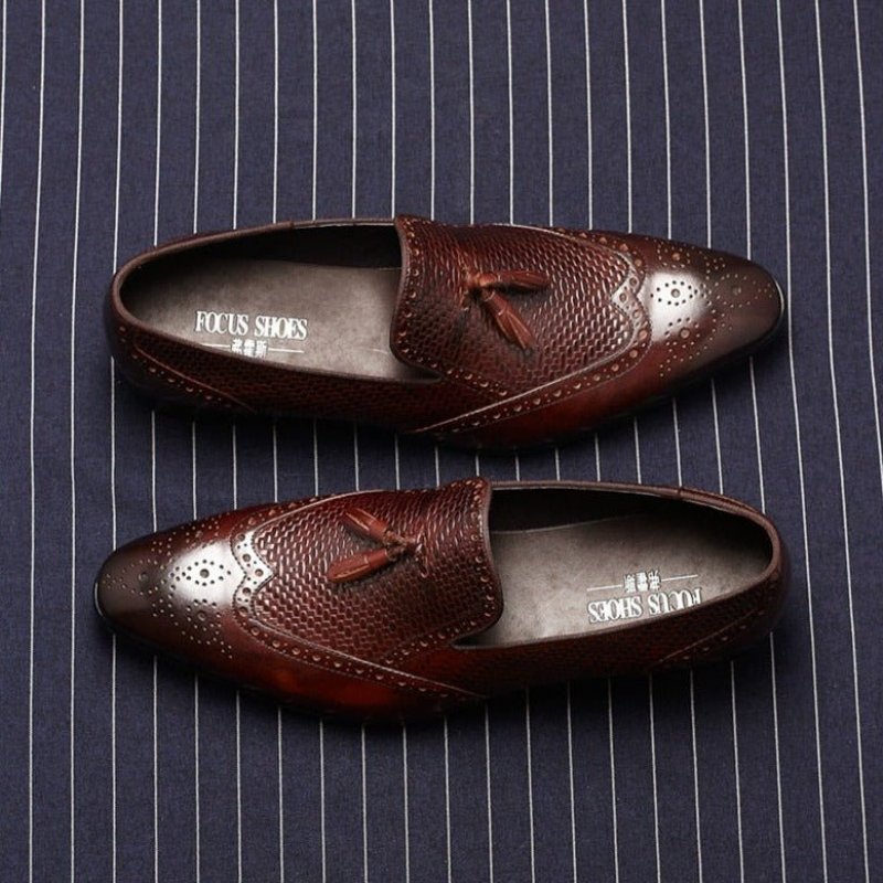 Loafers Heren Met Gesneden Puntige Instappers - Rood