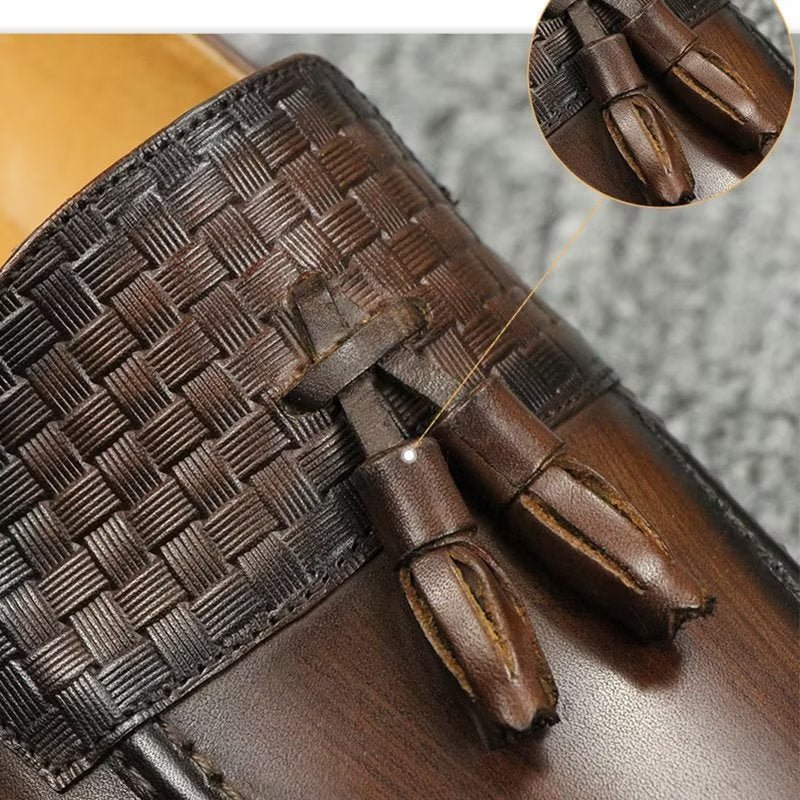 Loafers Heren Met Krokodillenmotief Chique Instaploafers - Koffie