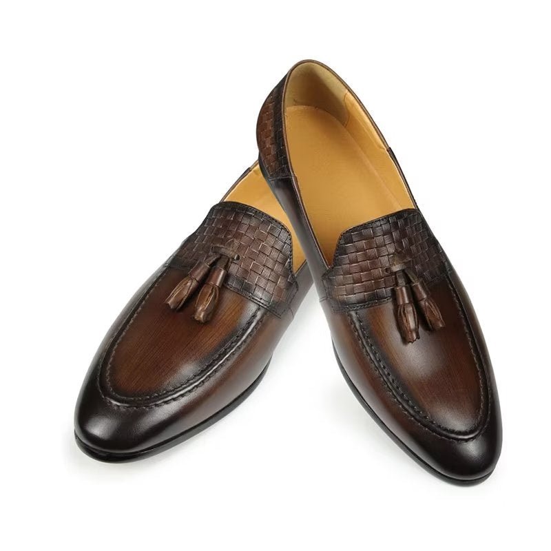 Loafers Heren Met Krokodillenmotief Chique Instaploafers - Koffie