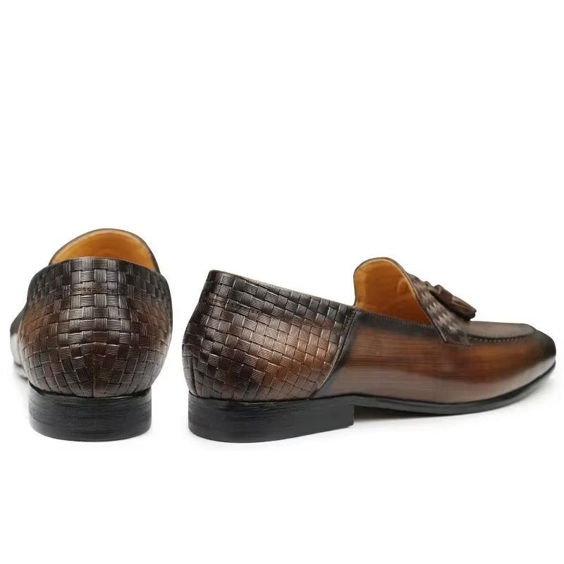 Loafers Heren Met Krokodillenmotief Chique Instaploafers - Koffie