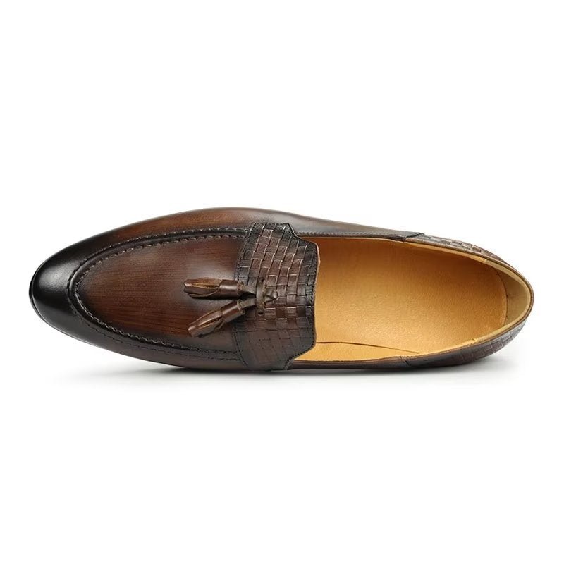 Loafers Heren Met Krokodillenmotief Chique Instaploafers - Koffie