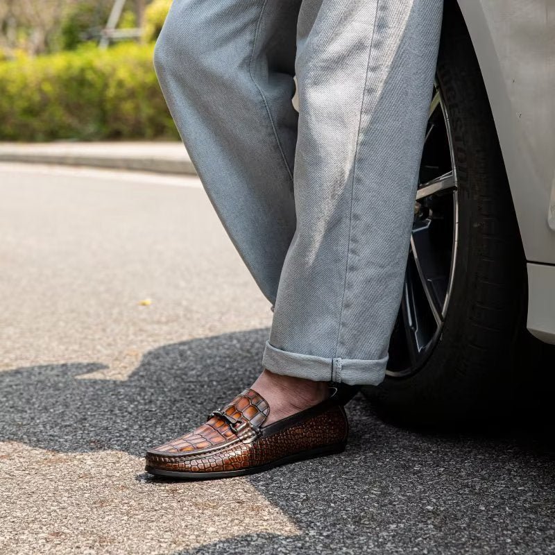 Loafers Heren Modieuze Instaploafers Met Metalen Neus - Bruin