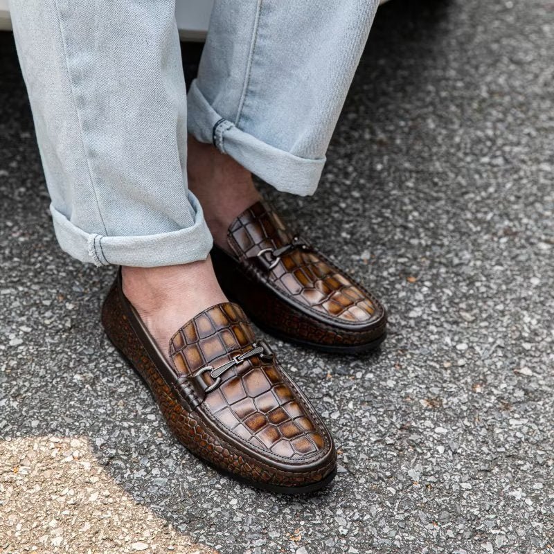 Loafers Heren Modieuze Instaploafers Met Metalen Neus - Bruin