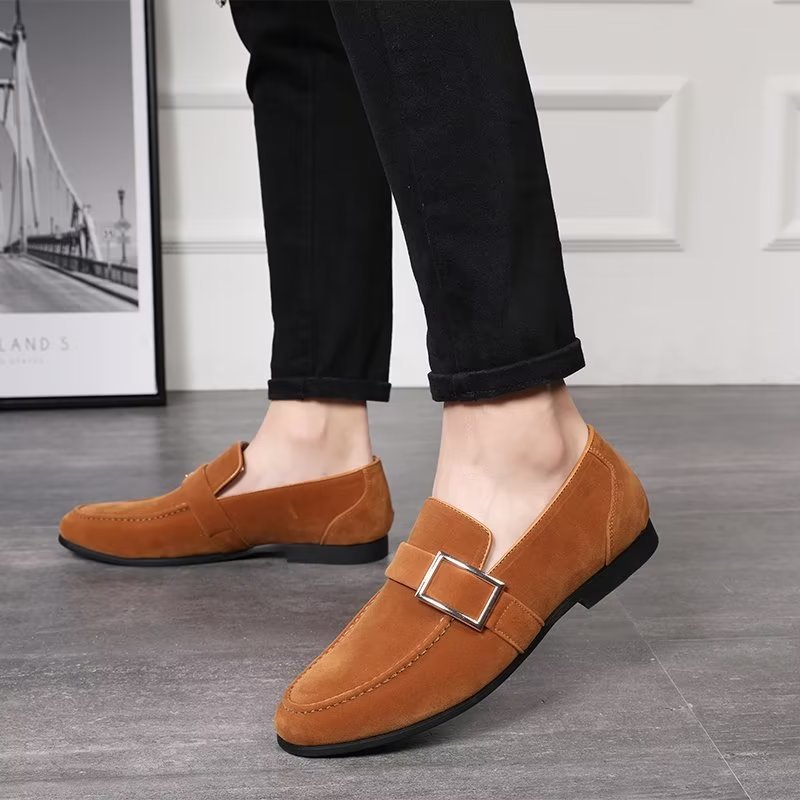 Loafers Heren Modieuze Instaploafers Met Reliëf - Bruin