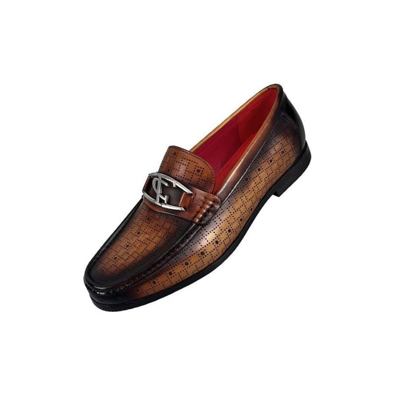 Loafers Heren Modieuze Lederen Instaploafers - Koffie