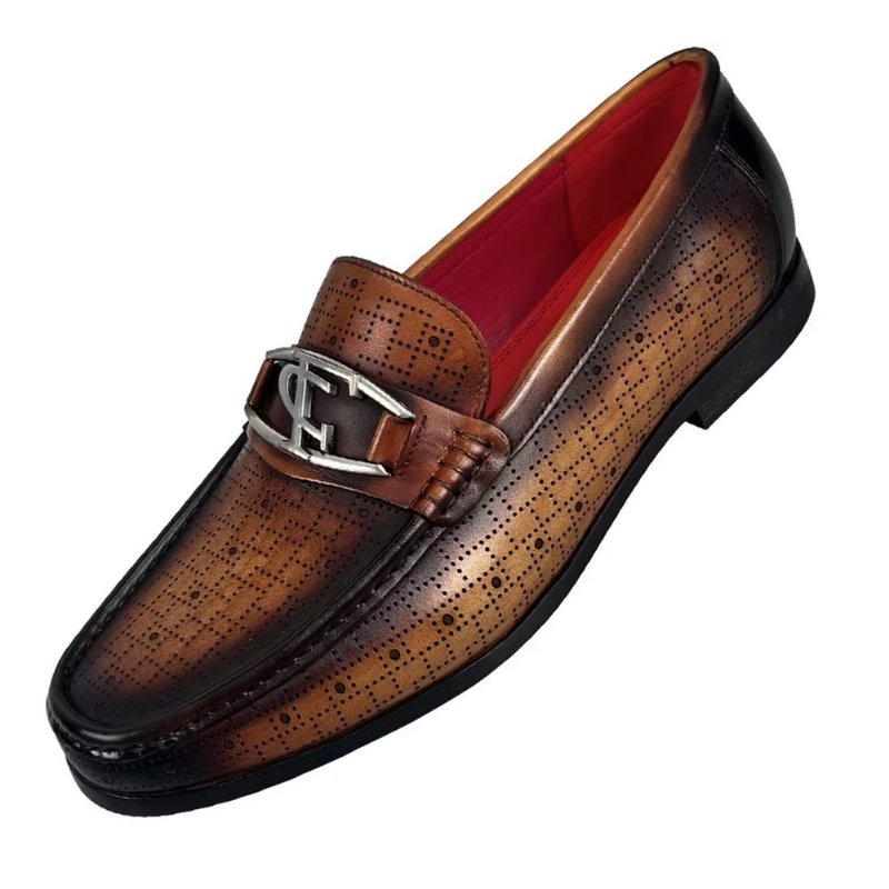 Loafers Heren Modieuze Lederen Instaploafers - Koffie