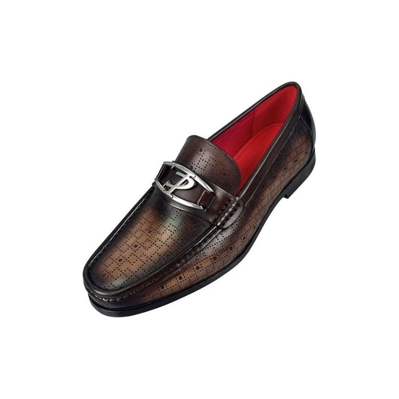 Loafers Heren Modieuze Lederen Instaploafers - Koffie