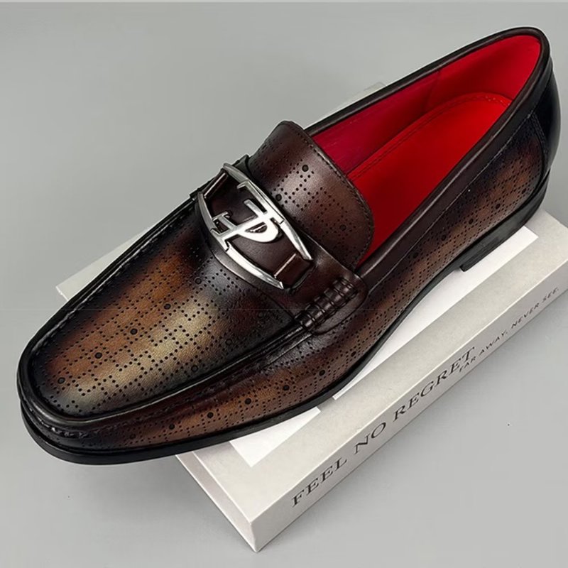 Loafers Heren Modieuze Lederen Instaploafers - Koffie