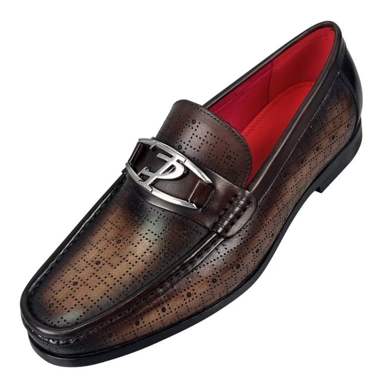 Loafers Heren Modieuze Lederen Instaploafers - Koffie