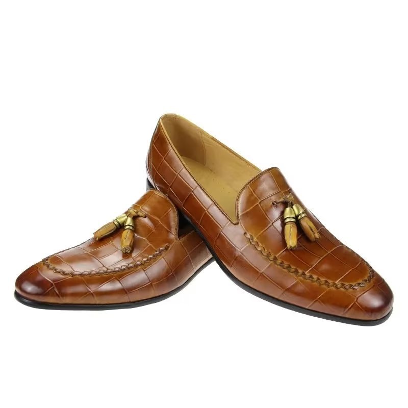 Loafers Heren Modieuze Slip-on-loafers Met Krokodillenpatroon - Bruin