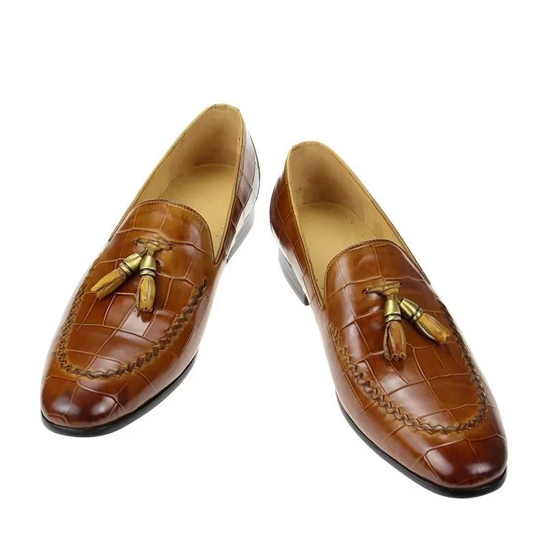 Loafers Heren Modieuze Slip-on-loafers Met Krokodillenpatroon - Bruin