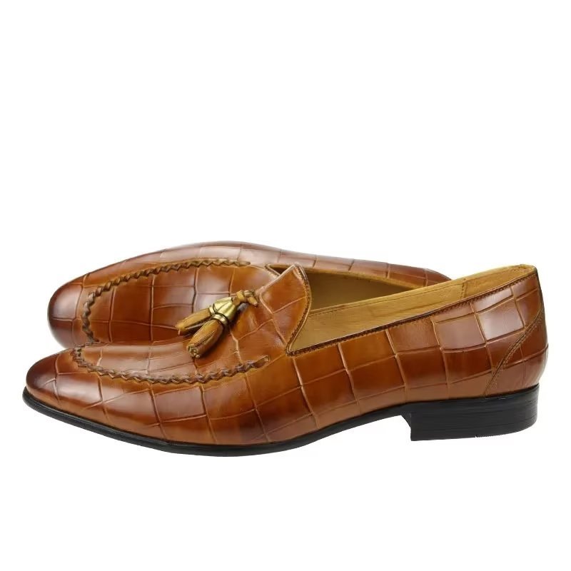 Loafers Heren Modieuze Slip-on-loafers Met Krokodillenpatroon - Bruin