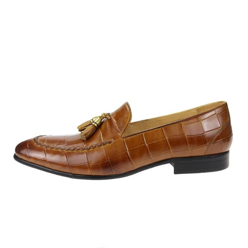 Loafers Heren Modieuze Slip-on-loafers Met Krokodillenpatroon - Bruin