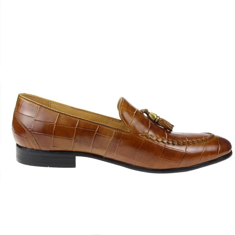 Loafers Heren Modieuze Slip-on-loafers Met Krokodillenpatroon - Bruin