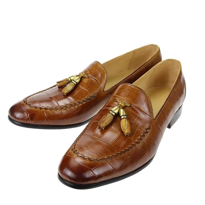 Loafers Heren Modieuze Slip-on-loafers Met Krokodillenpatroon - Bruin