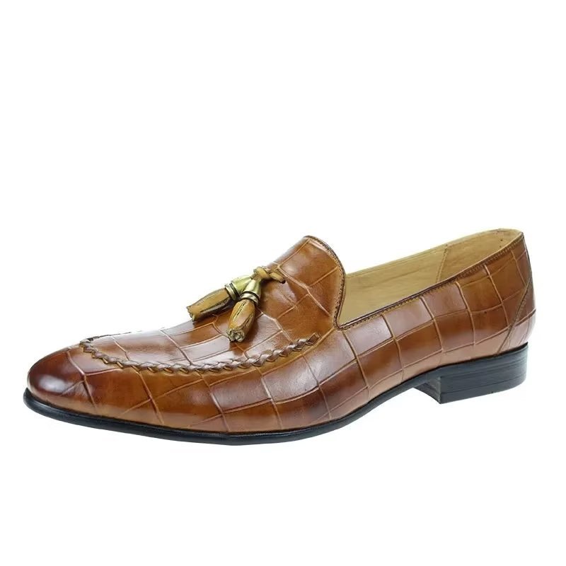 Loafers Heren Modieuze Slip-on-loafers Met Krokodillenpatroon - Bruin