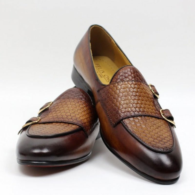 Loafers Heren Suave Lederen Trouwloafers Met Monniksband - Koffie