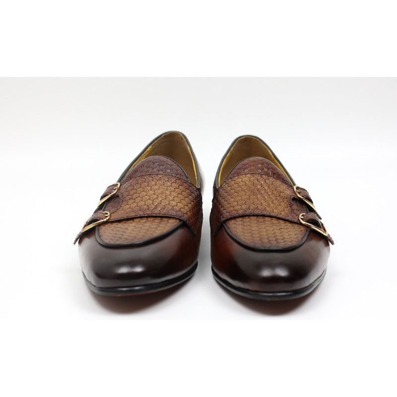 Loafers Heren Suave Lederen Trouwloafers Met Monniksband - Koffie