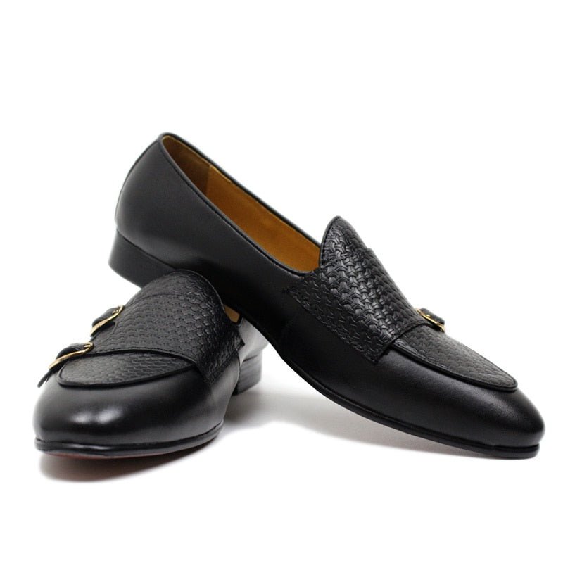 Loafers Heren Suave Lederen Trouwloafers Met Monniksband - Zwart