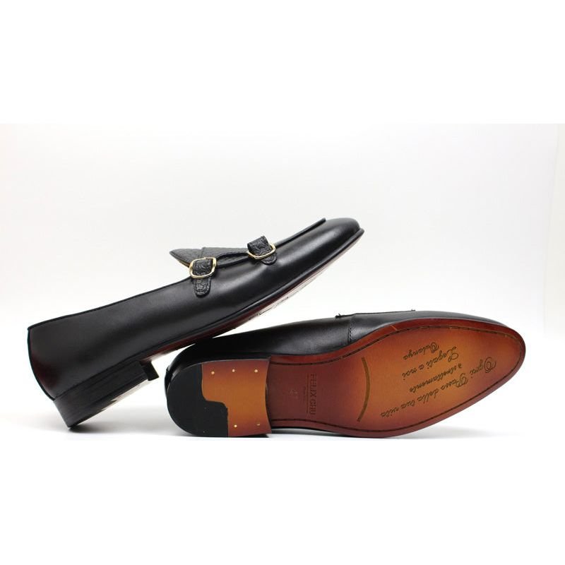 Loafers Heren Suave Lederen Trouwloafers Met Monniksband - Zwart