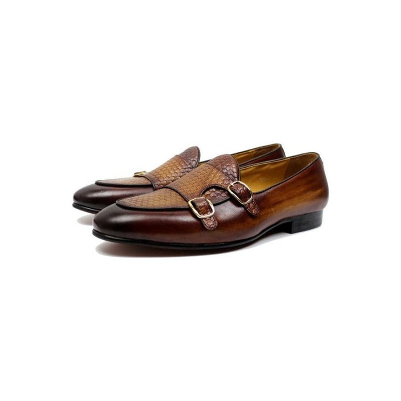 Loafers Heren Suave Lederen Trouwloafers Met Monniksband - Koffie