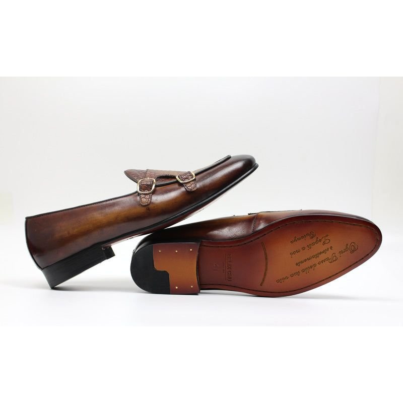 Loafers Heren Suave Lederen Trouwloafers Met Monniksband - Koffie