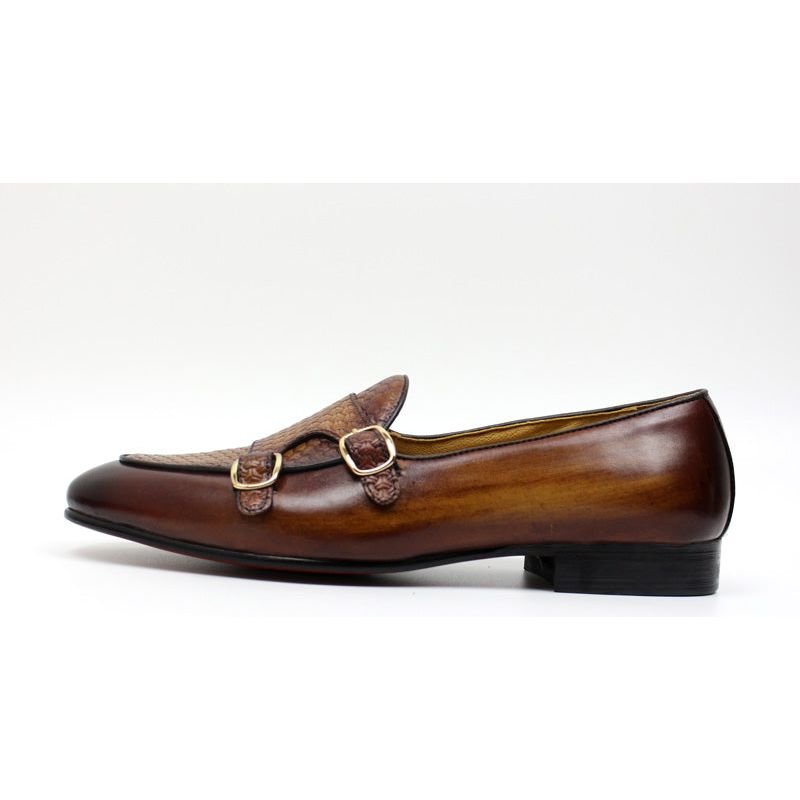 Loafers Heren Suave Lederen Trouwloafers Met Monniksband - Koffie