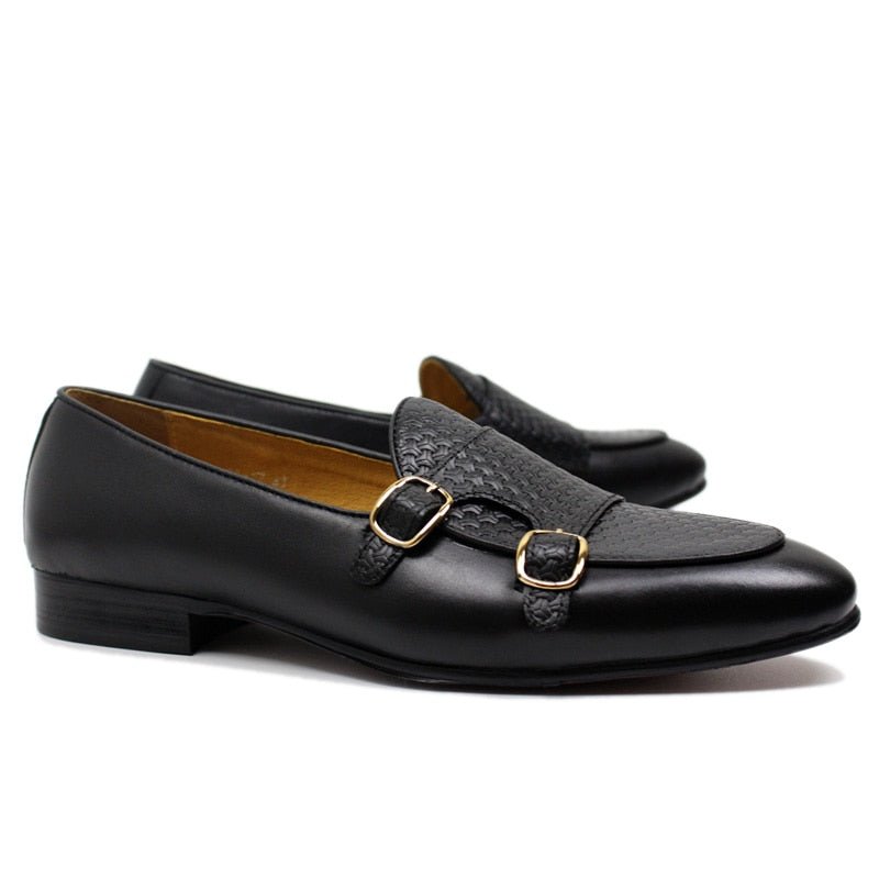 Loafers Heren Suave Lederen Trouwloafers Met Monniksband - Zwart