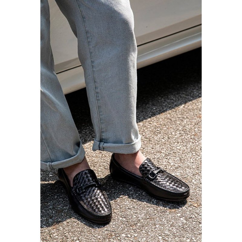 Loafers Heren Weavingluxe Leren Instaploafers - Zwart 2