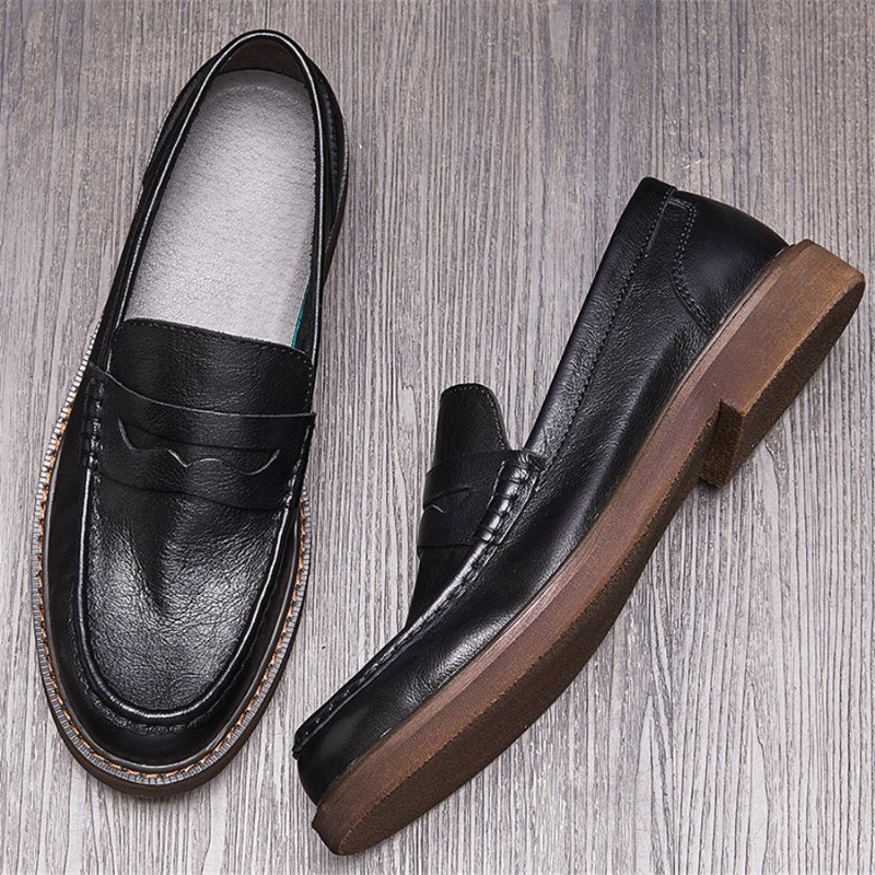 Loafers Koeienhuid Instapmocassinschoenen Heren - Zwart